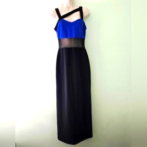 NWT Mark Edwards blue and black evening dress size 8.